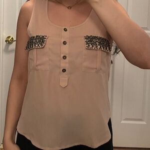 Light Pink Top with Pocket Embellishment